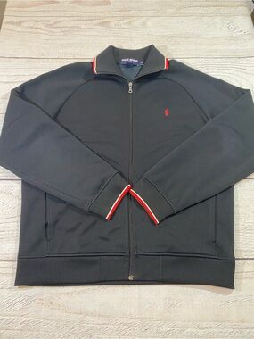 Polo Sport Ralph Lauren Vintage Black zip Sweater Jacket made in USA XL